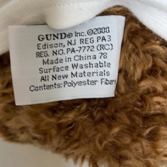 VINTAGE 2000 GUND STAR AND STRIPES WISH BEAR Brown Shaggy STUFFED ANIMAL PLUSH - Picture 9 of 10